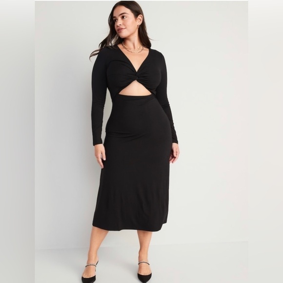 NWT! Fit & Flare Twist-Front Cutout Midi Dress for Women 💜 - Picture 1 of 9